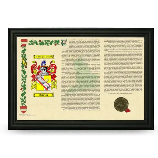 Bunston Armorial Landscape Framed - Black