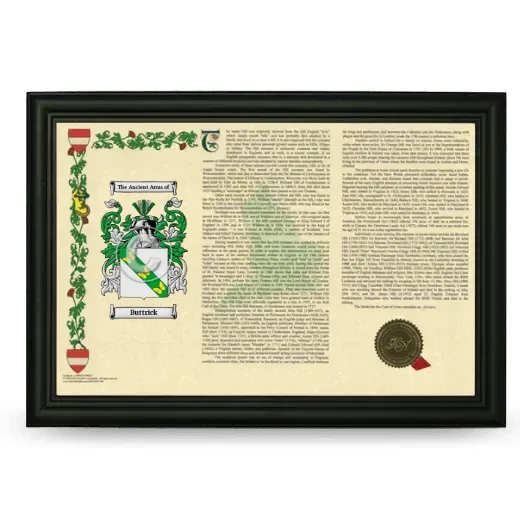 Buttrick Armorial Landscape Framed - Black