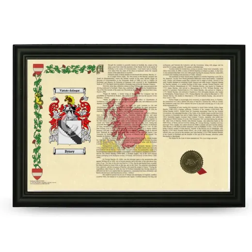 Byney Armorial Landscape Framed - Black