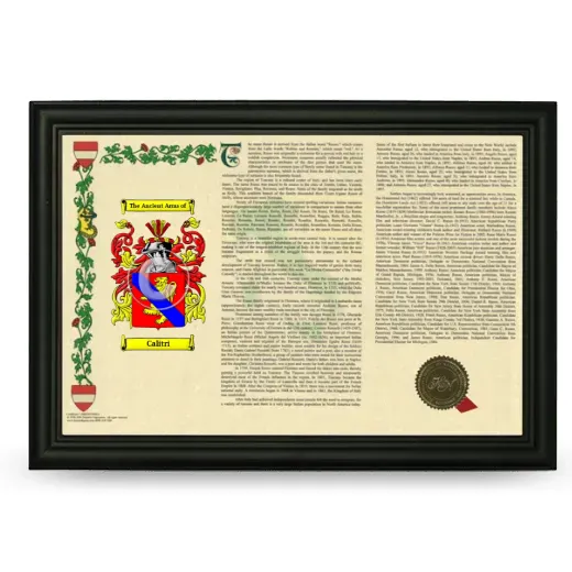 Calitri Armorial Landscape Framed - Black