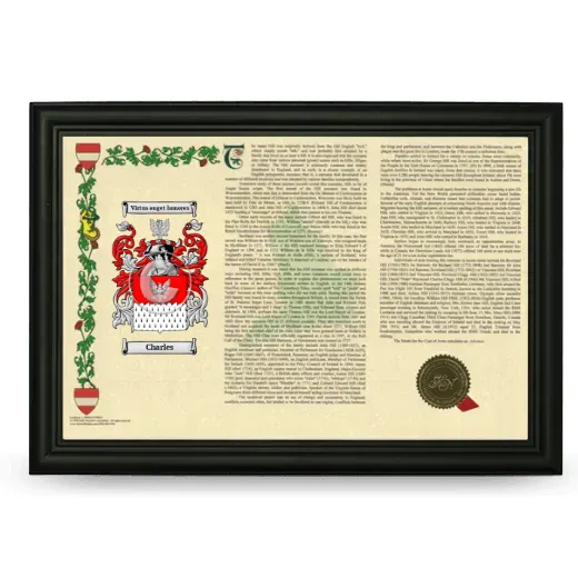 Charles Armorial Landscape Framed - Black
