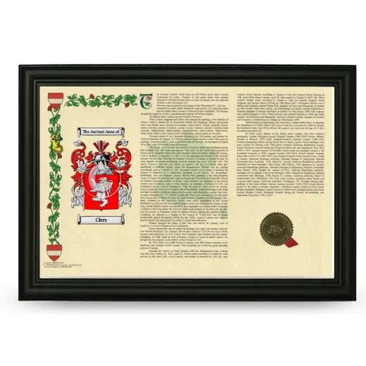 Clers Armorial Landscape Framed - Black