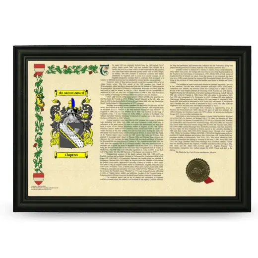 Clopton Armorial Landscape Framed - Black