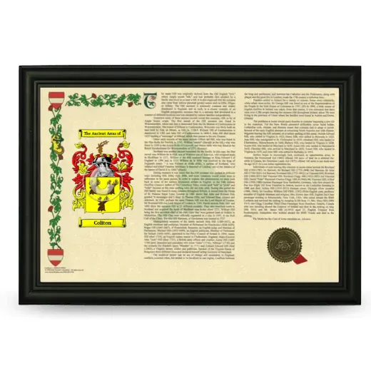 Coliton Armorial Landscape Framed - Black