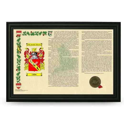 Colon. Armorial Landscape Framed - Black