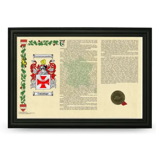 Comminge Armorial Landscape Framed - Black