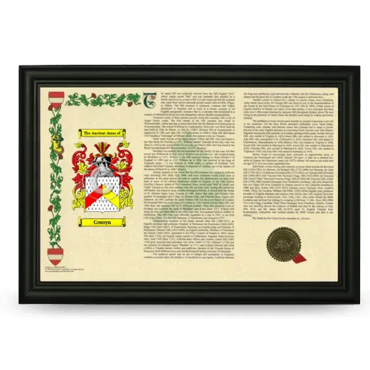 Cousyn Armorial Landscape Framed - Black