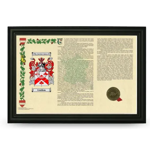 Couthon Armorial Landscape Framed - Black