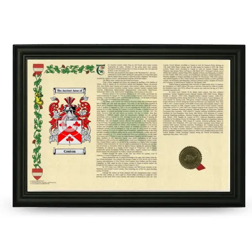 Couton Armorial Landscape Framed - Black