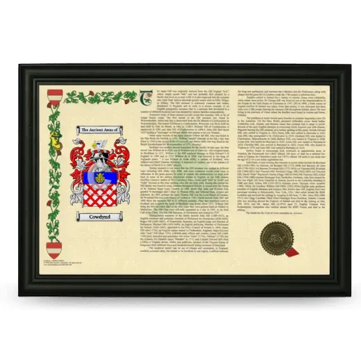 Cowdynd Armorial Landscape Framed - Black