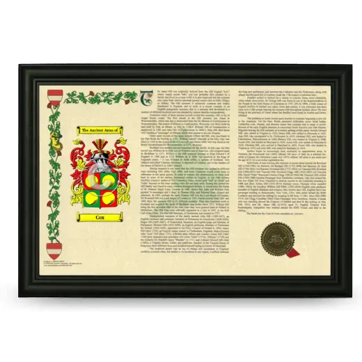 Cox Armorial Landscape Framed - Black