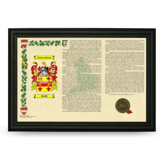 Davill Armorial Landscape Framed - Black