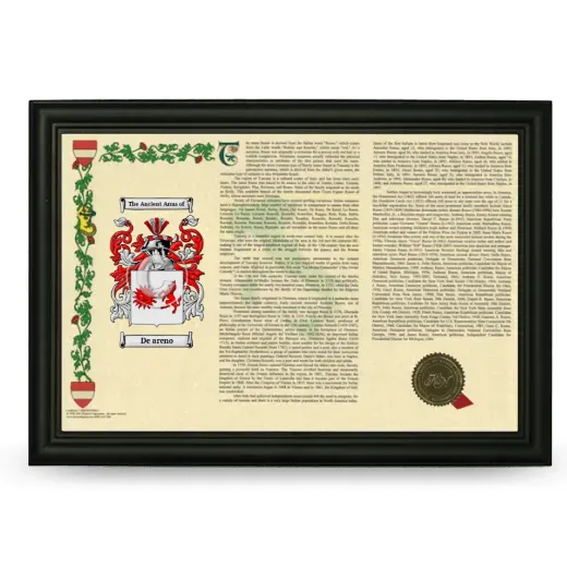 De areno Armorial Landscape Framed - Black