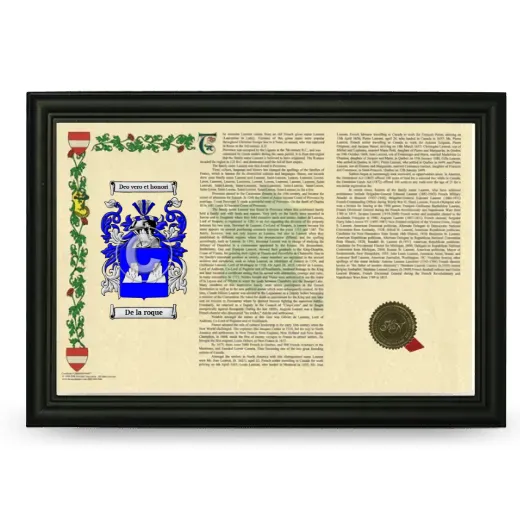 De la roque Armorial Landscape Framed - Black