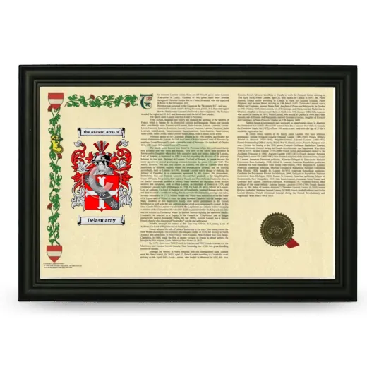 Delasmaray Armorial Landscape Framed - Black