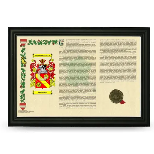 Devenish Armorial Landscape Framed - Black