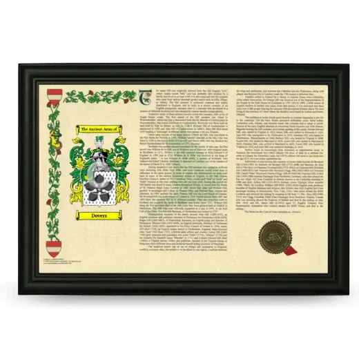 Dovers Armorial Landscape Framed - Black