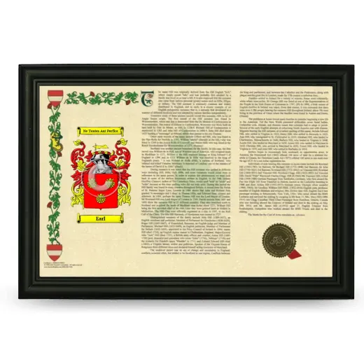 Earl Armorial Landscape Framed - Black