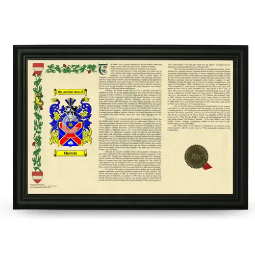 Einstein Armorial Landscape Framed - Black