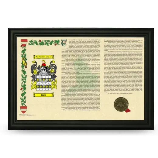 Elms Armorial Landscape Framed - Black