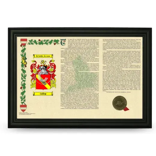 Gallop Armorial Landscape Framed - Black