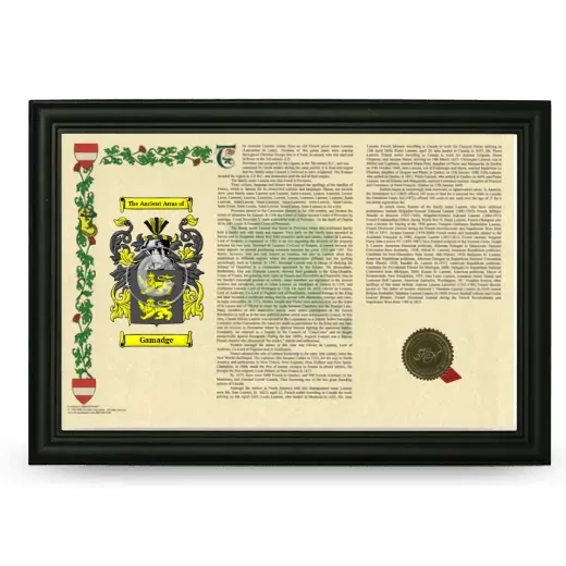 Gamadge Armorial Landscape Framed - Black