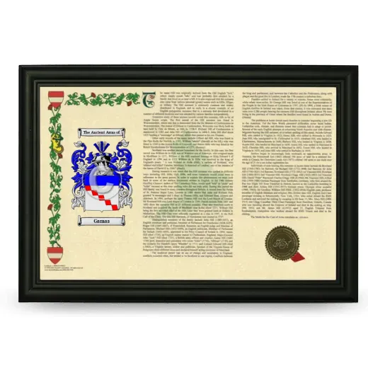 Gamas Armorial Landscape Framed - Black