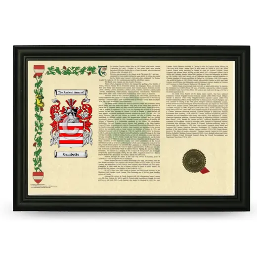 Gambette Armorial Landscape Framed - Black