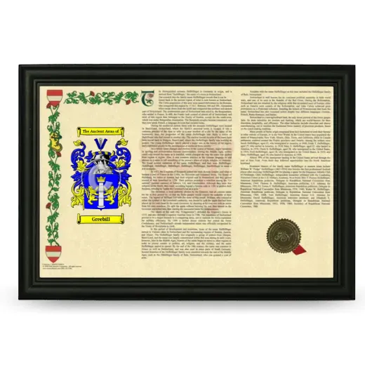 Greebill Armorial Landscape Framed - Black