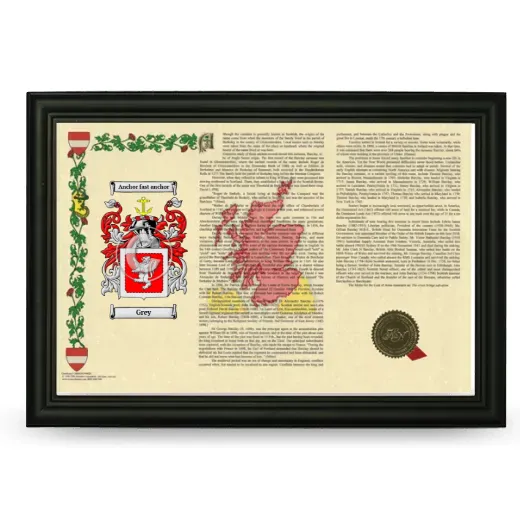 Grey Armorial Landscape Framed - Black