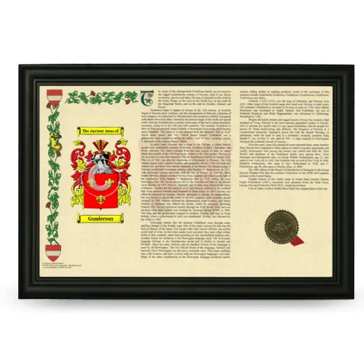 Gunderson Armorial Landscape Framed - Black