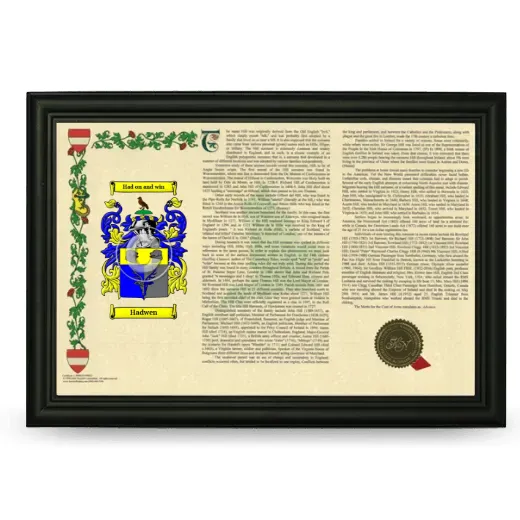 Hadwen Armorial Landscape Framed - Black