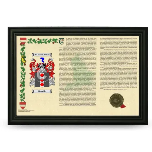 Hamble Armorial Landscape Framed - Black
