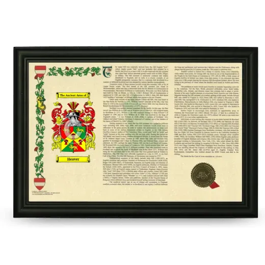 Heaver Armorial Landscape Framed - Black