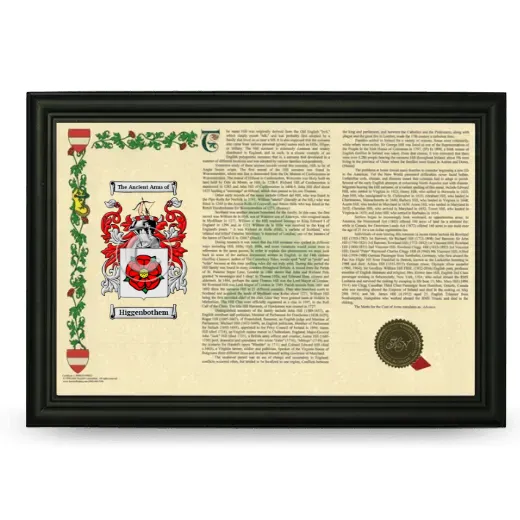 Higgenbothem Armorial Landscape Framed - Black