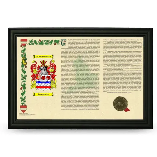 Langrester Armorial Landscape Framed - Black