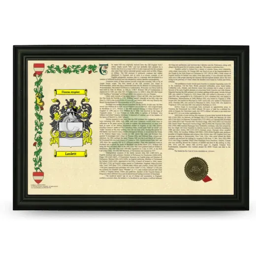 Laslett Armorial Landscape Framed - Black