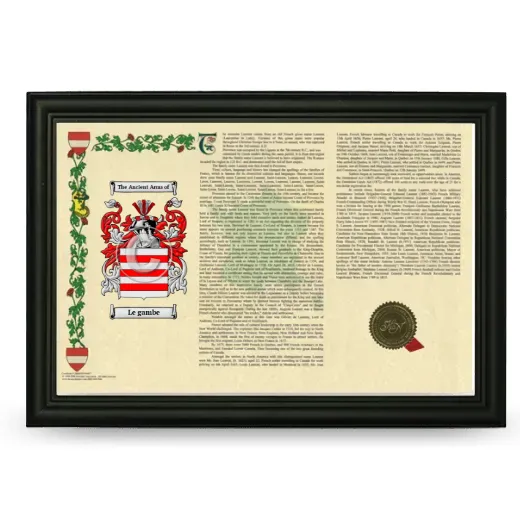 Le gambe Armorial Landscape Framed - Black