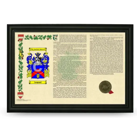Leopard Armorial Landscape Framed - Black