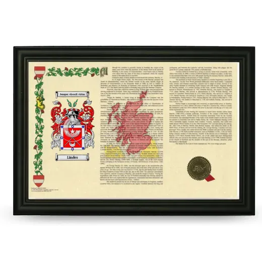 Lindes Armorial Landscape Framed - Black