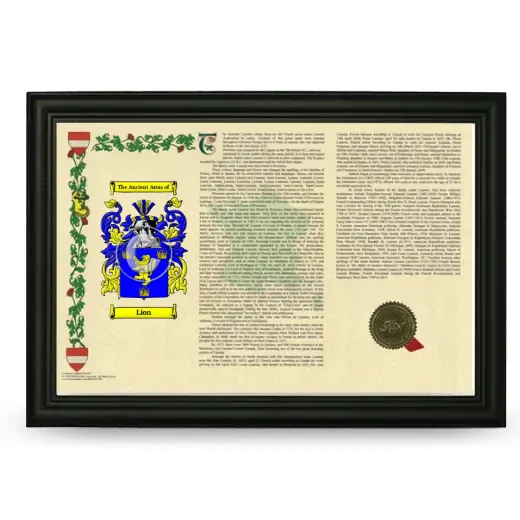 Lion Armorial Landscape Framed - Black
