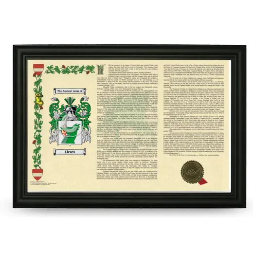 Llewis Armorial Landscape Framed - Black