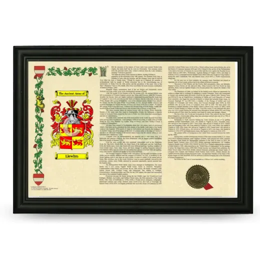Llewlyn Armorial Landscape Framed - Black