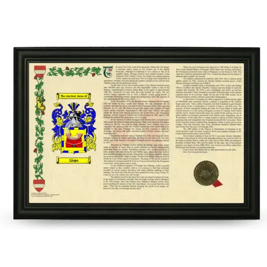 Llops Armorial Landscape Framed - Black