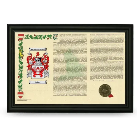 Lobes Armorial Landscape Framed - Black