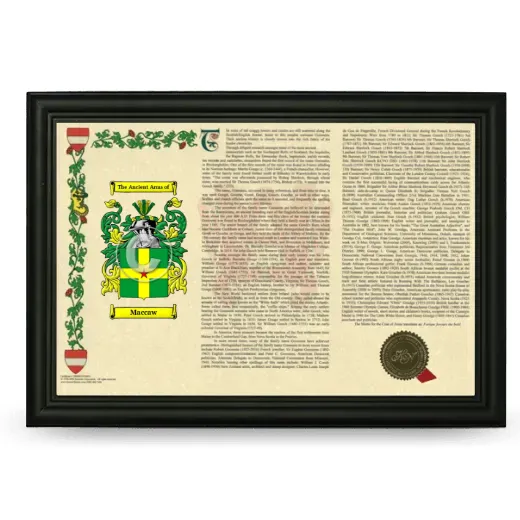 Maccaw Armorial Landscape Framed - Black