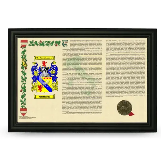Mastrianni Armorial Landscape Framed - Black