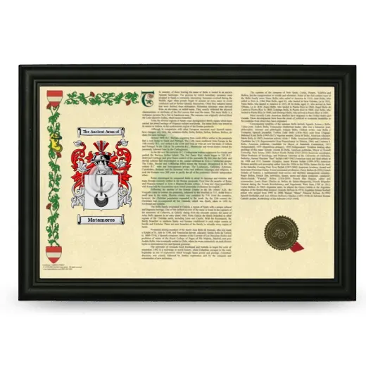 Matamoros Armorial Landscape Framed - Black