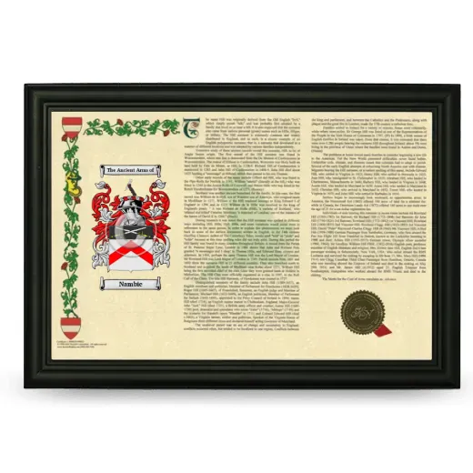 Nambie Armorial Landscape Framed - Black