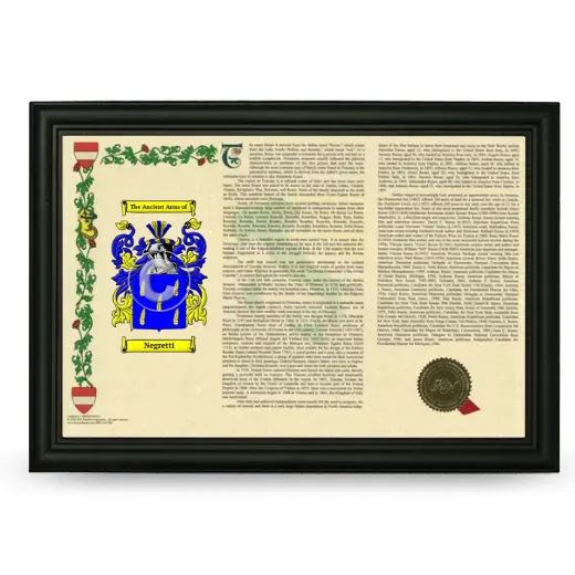 Negretti Armorial Landscape Framed - Black